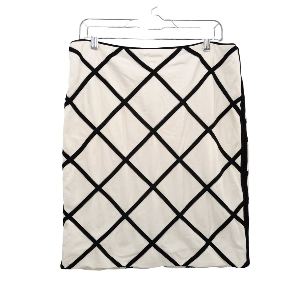 White House Black Market Pencil Skirt Black Lattice Detail Size 12